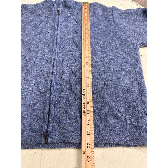 Columbia Women's Blue Knit Full-Zip Sweater L Acrylic/Wool Blend - Picture 8 of 8